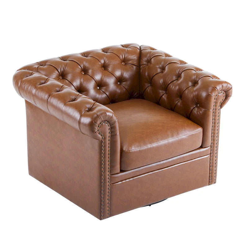 Fauteuil club pivotant capitonné Chesterfield