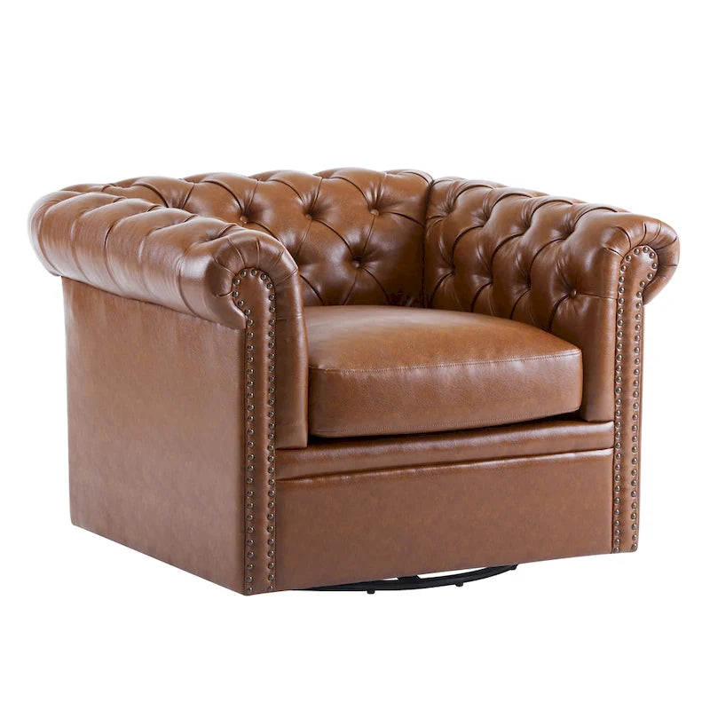 Fauteuil club pivotant capitonné Chesterfield