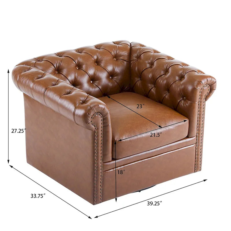 Fauteuil club pivotant capitonné Chesterfield