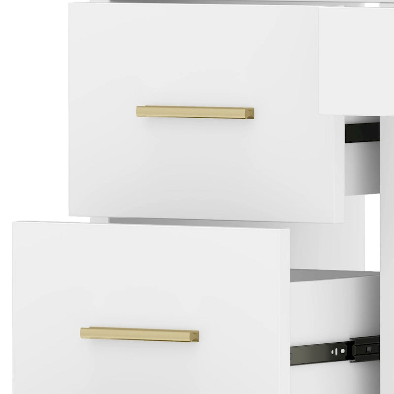 Coiffeuse de chambre à coucher de 39,5 po de largeur avec miroir, prises de courant et support pour sèche-cheveux