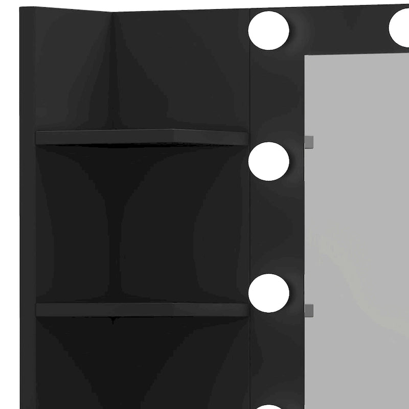 Coiffeuse de chambre à coucher de 39,5 po de largeur avec miroir, prises de courant et support pour sèche-cheveux