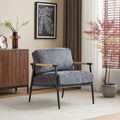 Fauteuil d'appoint moderne avec coussins moelleux, cadre métallique minimaliste et accoudoirs en bois