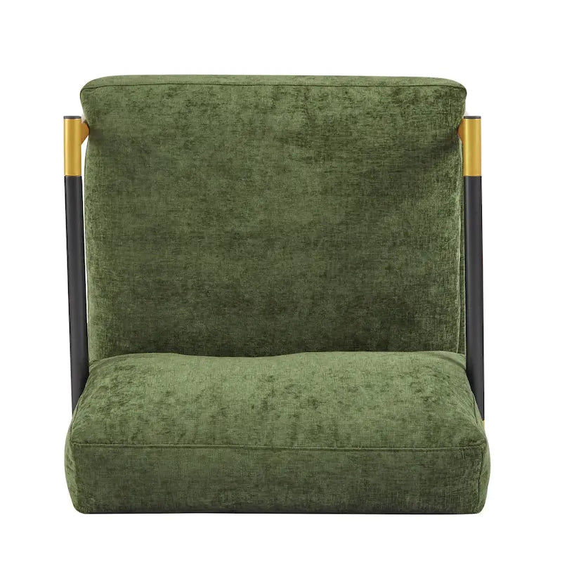 Fauteuil d'appoint moderne avec coussins moelleux, cadre métallique minimaliste et accoudoirs en bois