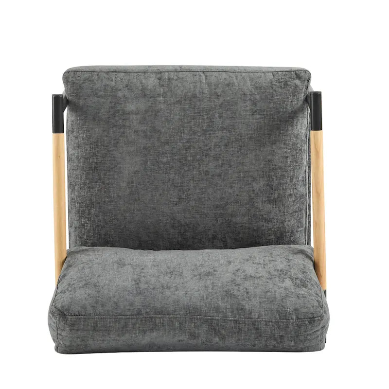 Fauteuil d'appoint moderne avec coussins moelleux, cadre métallique minimaliste et accoudoirs en bois