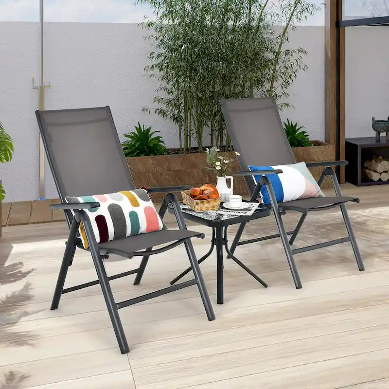 2 Chaises Pliantes de Jardin en Aluminium, Dossier Réglable – Voir détails
