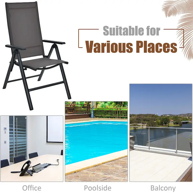 2 Chaises Pliantes de Jardin en Aluminium, Dossier Réglable – Voir détails