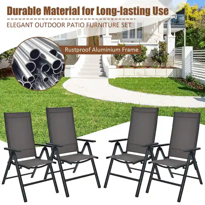 2 Chaises Pliantes de Jardin en Aluminium, Dossier Réglable – Voir détails
