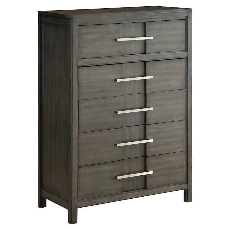 Commode à 5 tiroirs en bois massif de style transitionnel