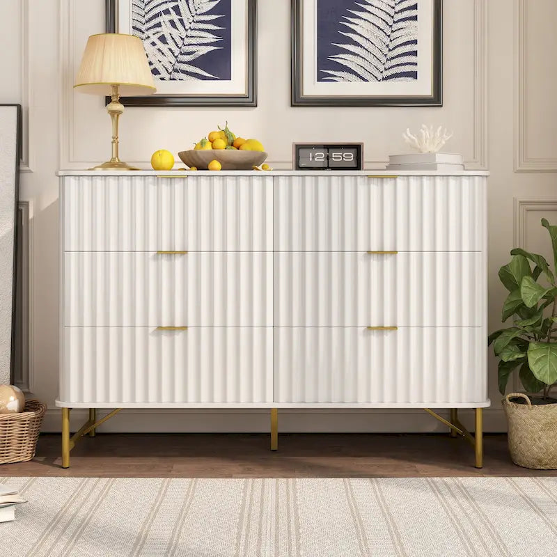 Commode d'appoint moderne en MDF à 6 tiroirs
