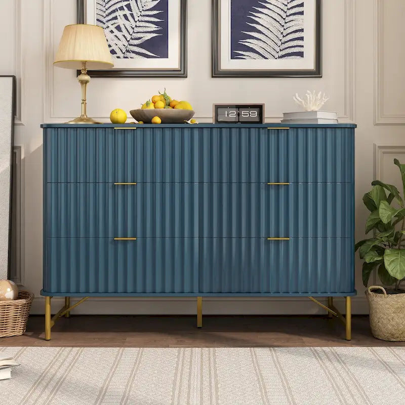 Commode d'appoint moderne en MDF à 6 tiroirs