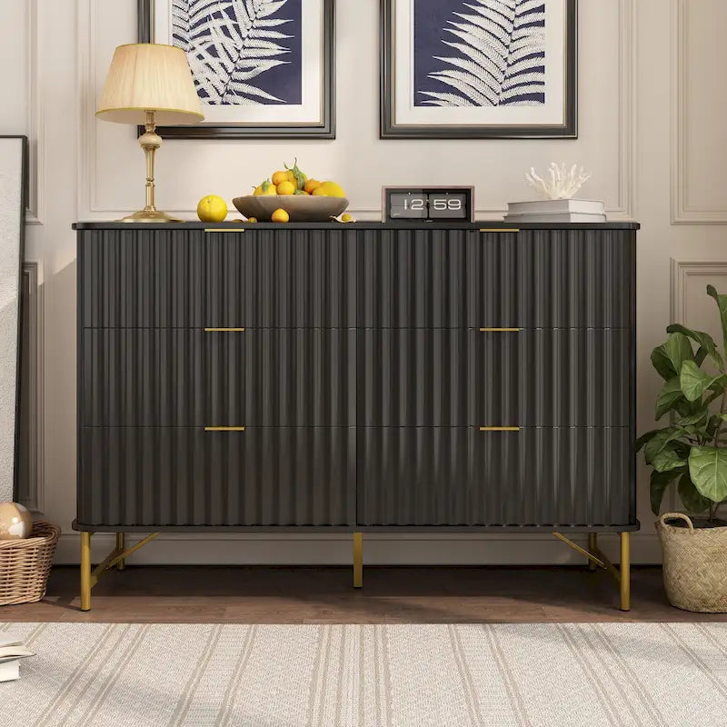 Commode d'appoint moderne en MDF à 6 tiroirs