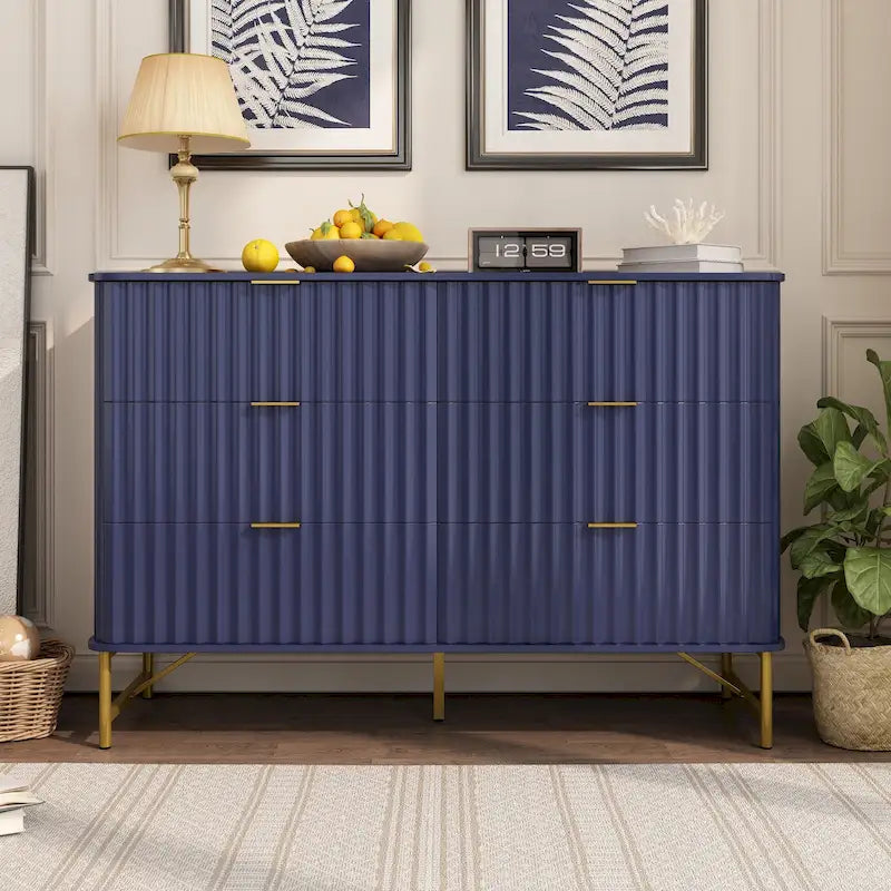 Commode d'appoint moderne en MDF à 6 tiroirs