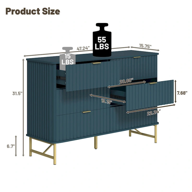 Commode d'appoint moderne en MDF à 6 tiroirs