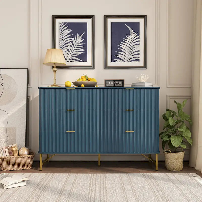 Commode d'appoint moderne en MDF à 6 tiroirs