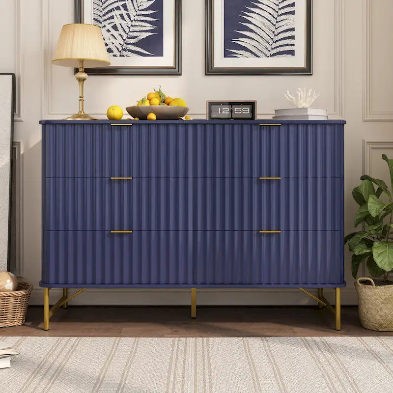 Commode d'appoint moderne en MDF à 6 tiroirs