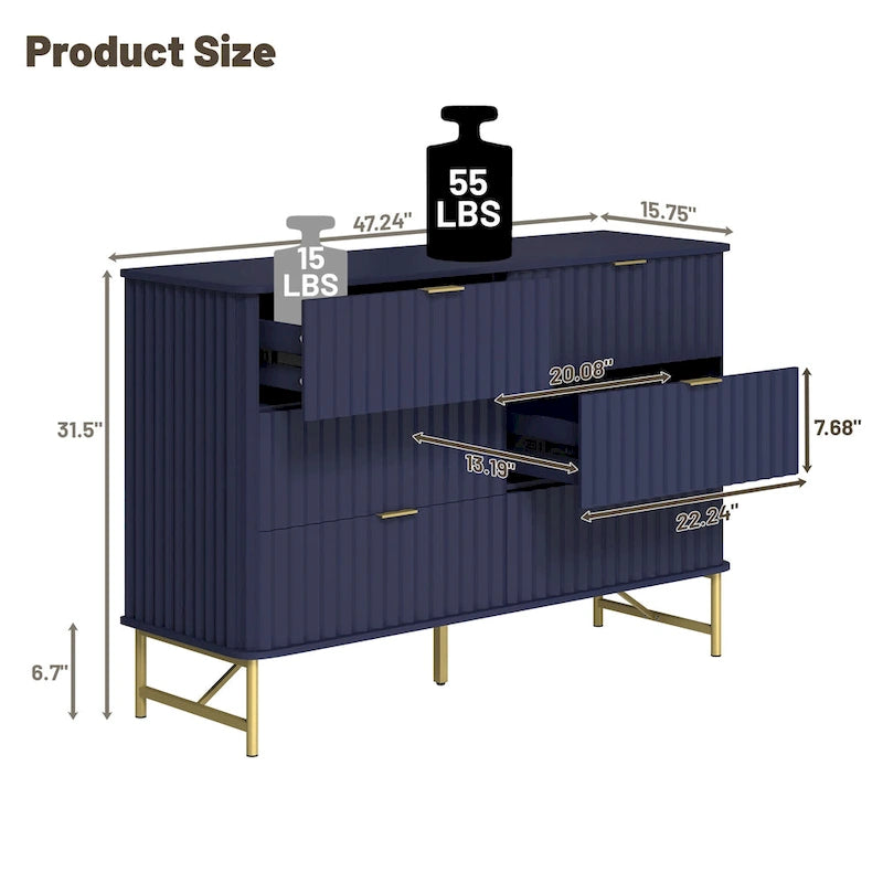 Commode d'appoint moderne en MDF à 6 tiroirs