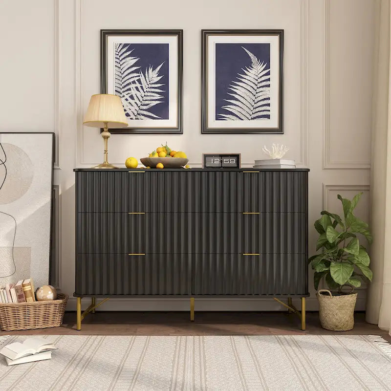 Commode d'appoint moderne en MDF à 6 tiroirs