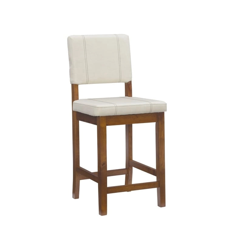 Tabouret de bar crème en similicuir hauteur comptoir