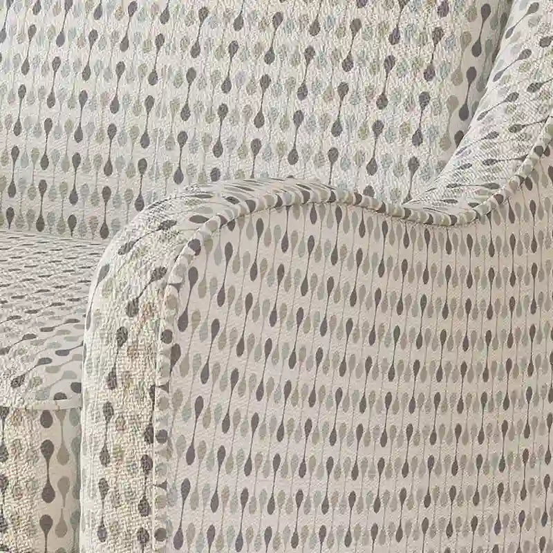 Fauteuil rembourré en tissu multicolore à rayures, de style transitoire