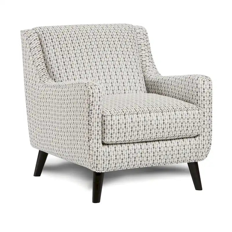 Fauteuil rembourré en tissu multicolore à rayures, de style transitoire