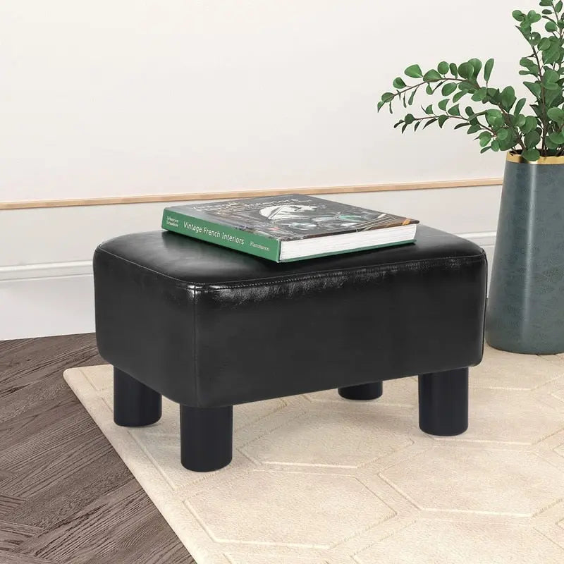 Petit Repose-Pieds Rectangulaire en Cuir PU Pouf Repose-Pieds Moderne