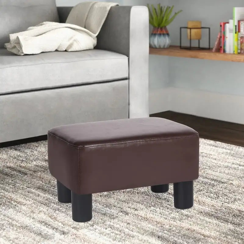 Petit Repose-Pieds Rectangulaire en Cuir PU Pouf Repose-Pieds Moderne