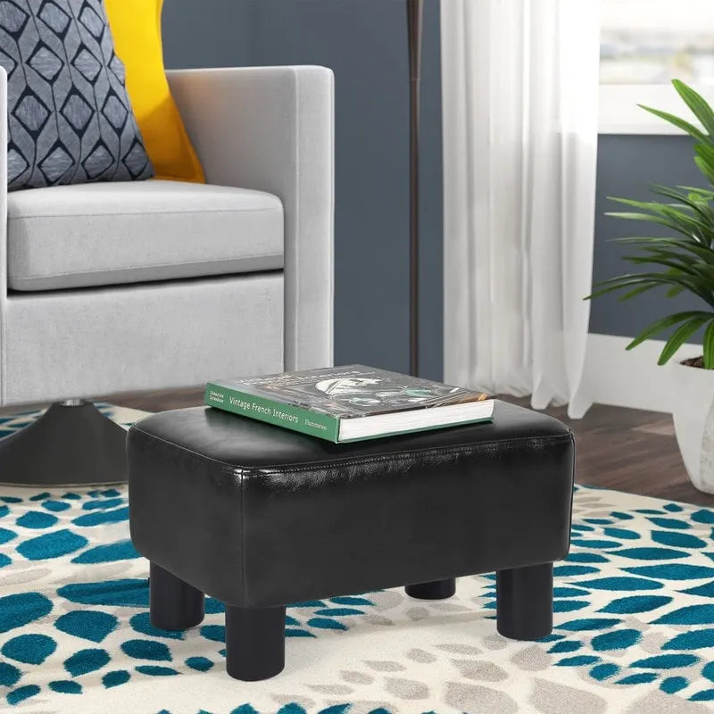 Petit Repose-Pieds Rectangulaire en Cuir PU Pouf Repose-Pieds Moderne