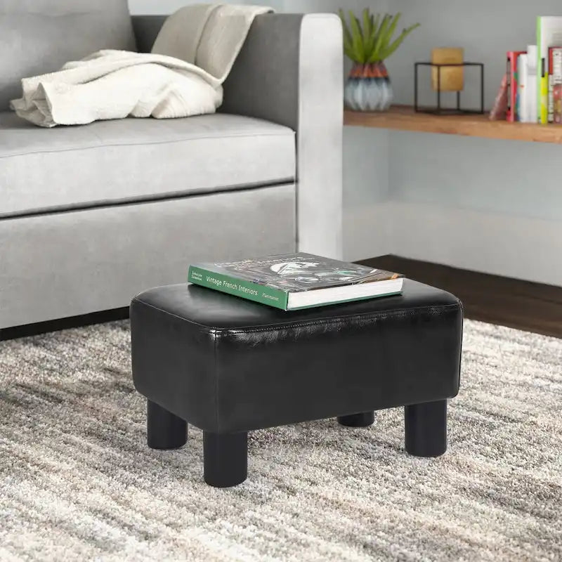 Petit Repose-Pieds Rectangulaire en Cuir PU Pouf Repose-Pieds Moderne