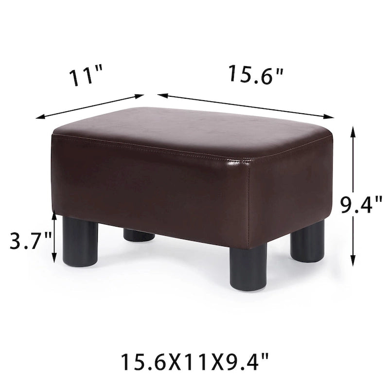 Petit Repose-Pieds Rectangulaire en Cuir PU Pouf Repose-Pieds Moderne