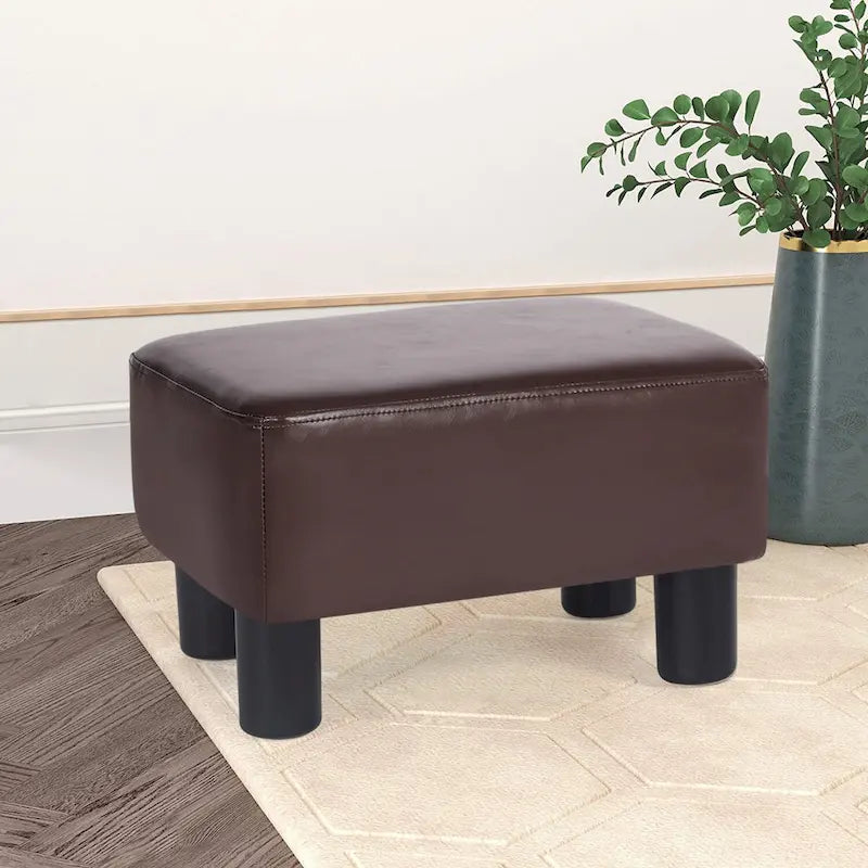 Petit Repose-Pieds Rectangulaire en Cuir PU Pouf Repose-Pieds Moderne