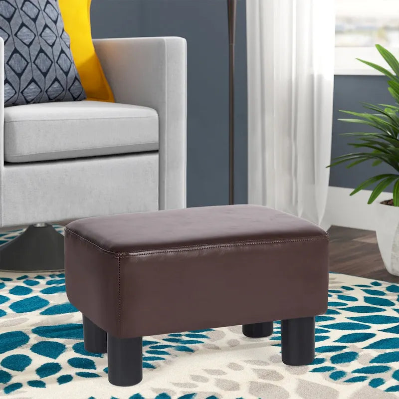 Petit Repose-Pieds Rectangulaire en Cuir PU Pouf Repose-Pieds Moderne