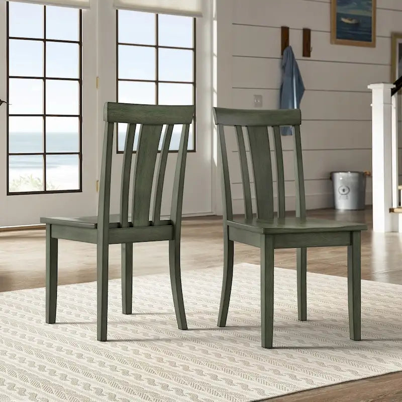 Chaises de salle à manger classiques en bois à dossier à lattes (lot de 2)