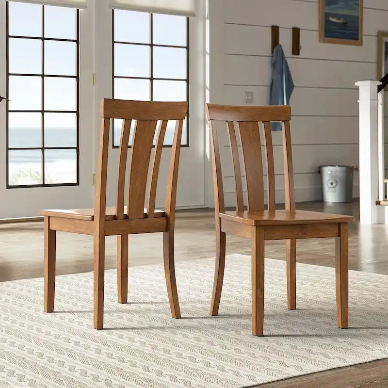 Chaises de salle à manger classiques en bois à dossier à lattes (lot de 2)
