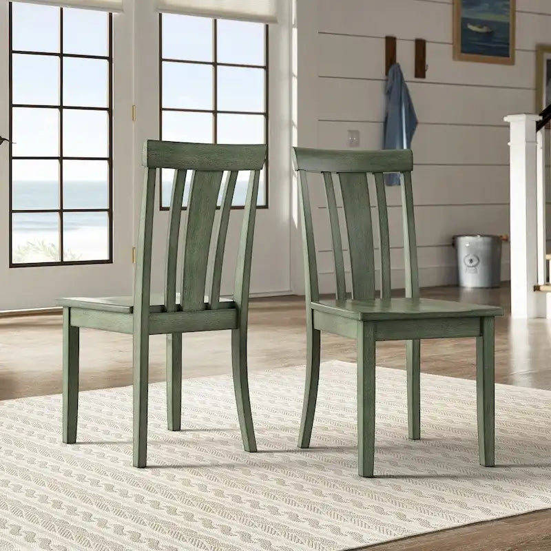 Chaises de salle à manger classiques en bois à dossier à lattes (lot de 2)
