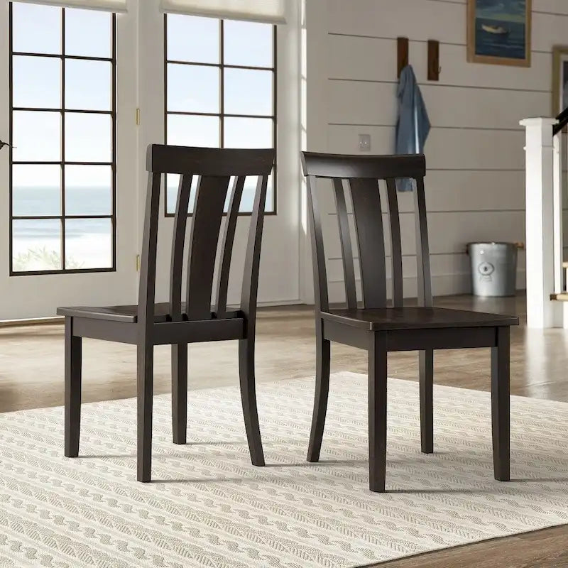 Chaises de salle à manger classiques en bois à dossier à lattes (lot de 2)