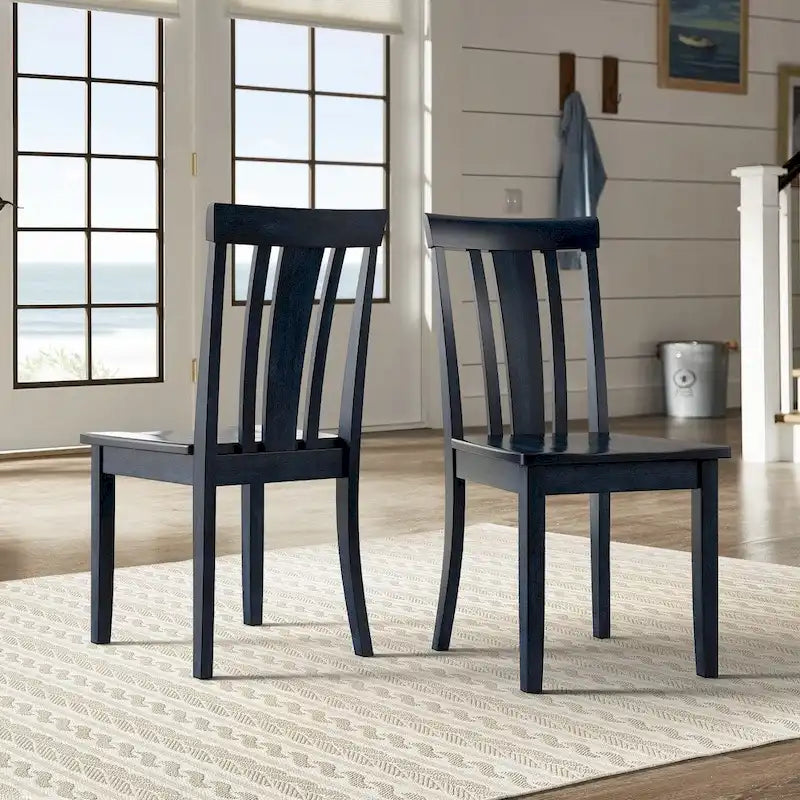 Chaises de salle à manger classiques en bois à dossier à lattes (lot de 2)
