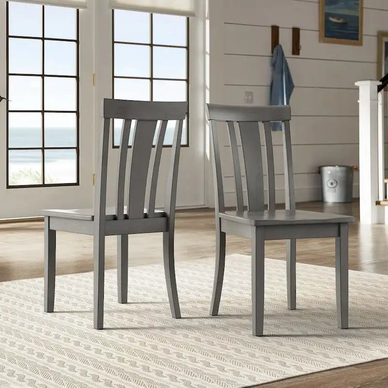 Chaises de salle à manger classiques en bois à dossier à lattes (lot de 2)
