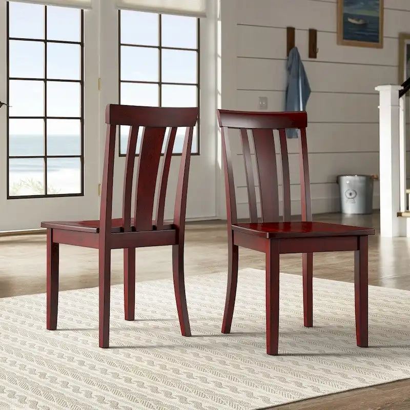 Chaises de salle à manger classiques en bois à dossier à lattes (lot de 2)