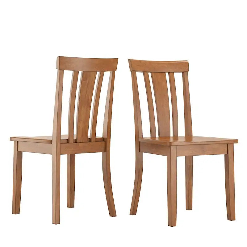 Chaises de salle à manger classiques en bois à dossier à lattes (lot de 2)
