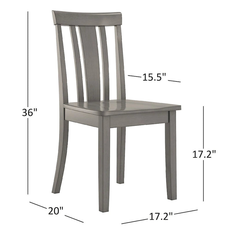 Chaises de salle à manger classiques en bois à dossier à lattes (lot de 2)