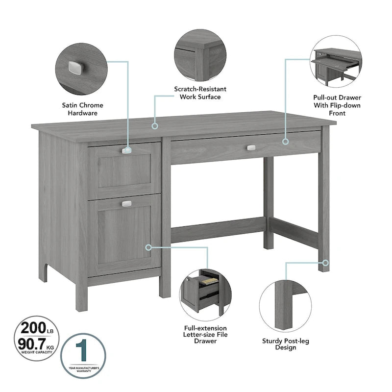 Bureau informatique de 54 po avec organisateur de bureau