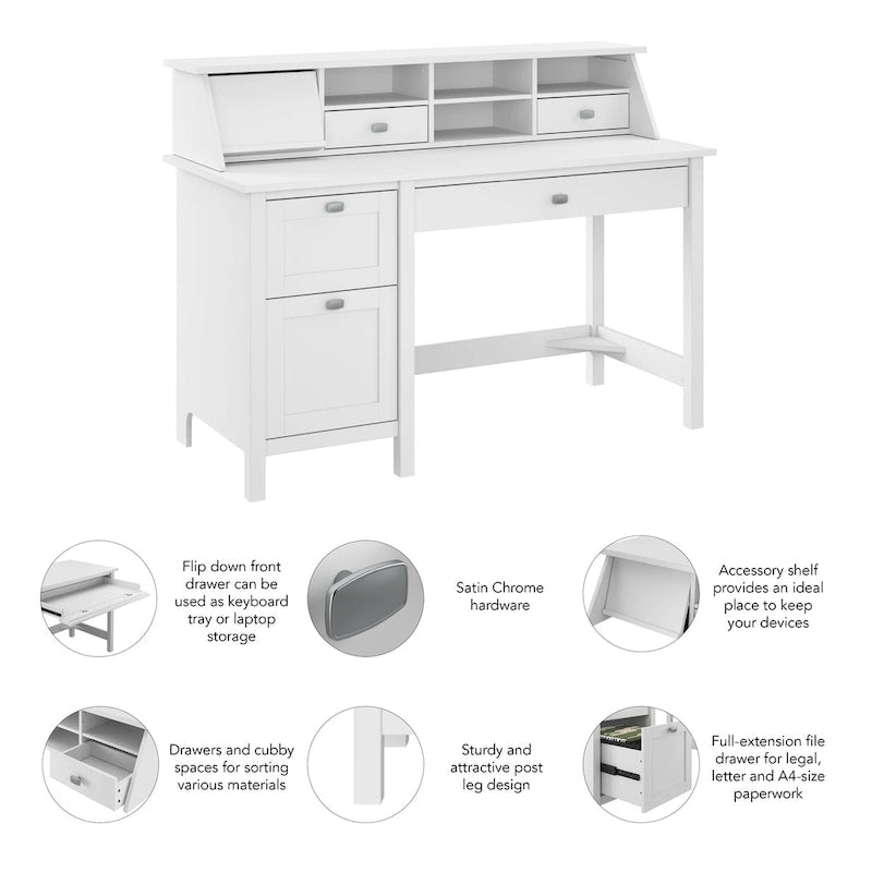 Bureau informatique de 54 po avec organisateur de bureau