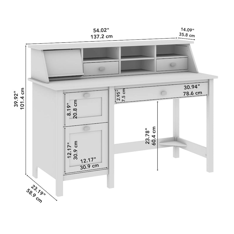 Bureau informatique de 54 po avec organisateur de bureau