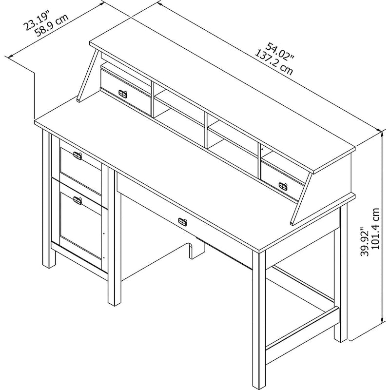 Bureau informatique de 54 po avec organisateur de bureau