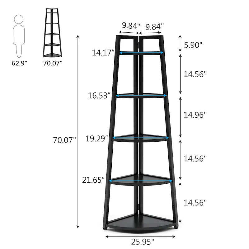 Étagère de rangement de salle de bain à 5 niveaux, meuble d'angle