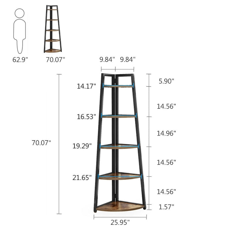 Étagère de rangement de salle de bain à 5 niveaux, meuble d'angle