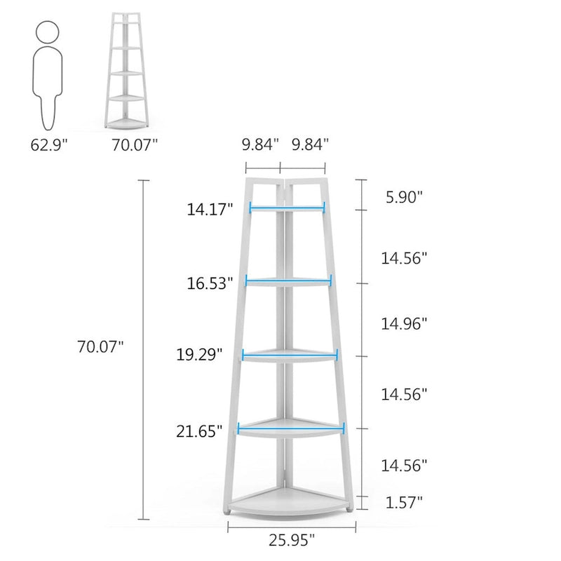 Étagère de rangement de salle de bain à 5 niveaux, meuble d'angle