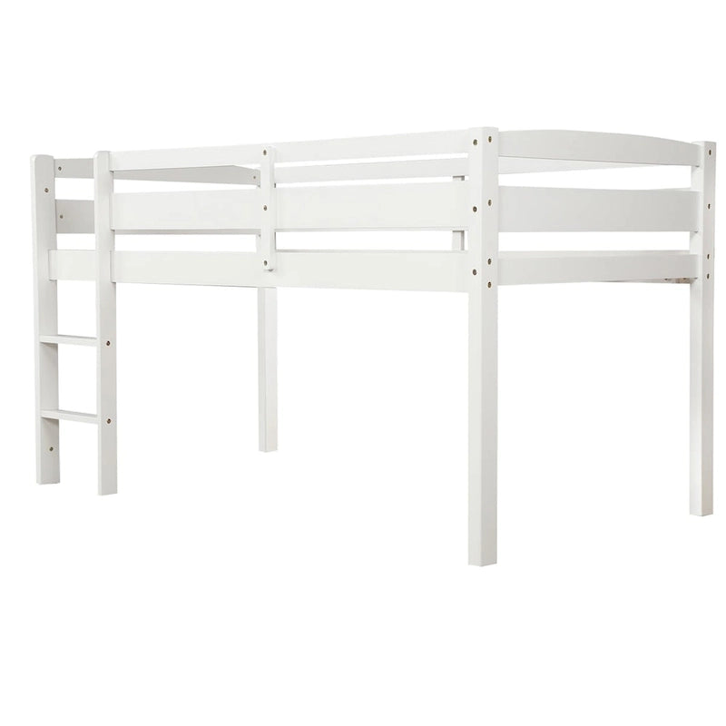 Lit mezzanine bas en bois jumeau avec échelle pour enfants