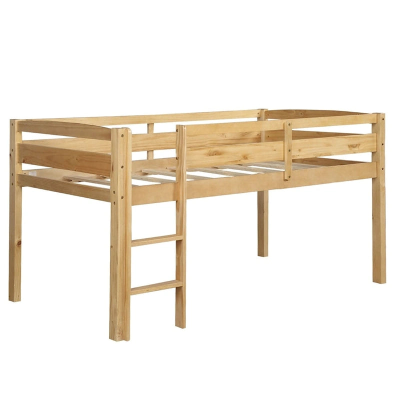 Lit mezzanine bas en bois jumeau avec échelle pour enfants