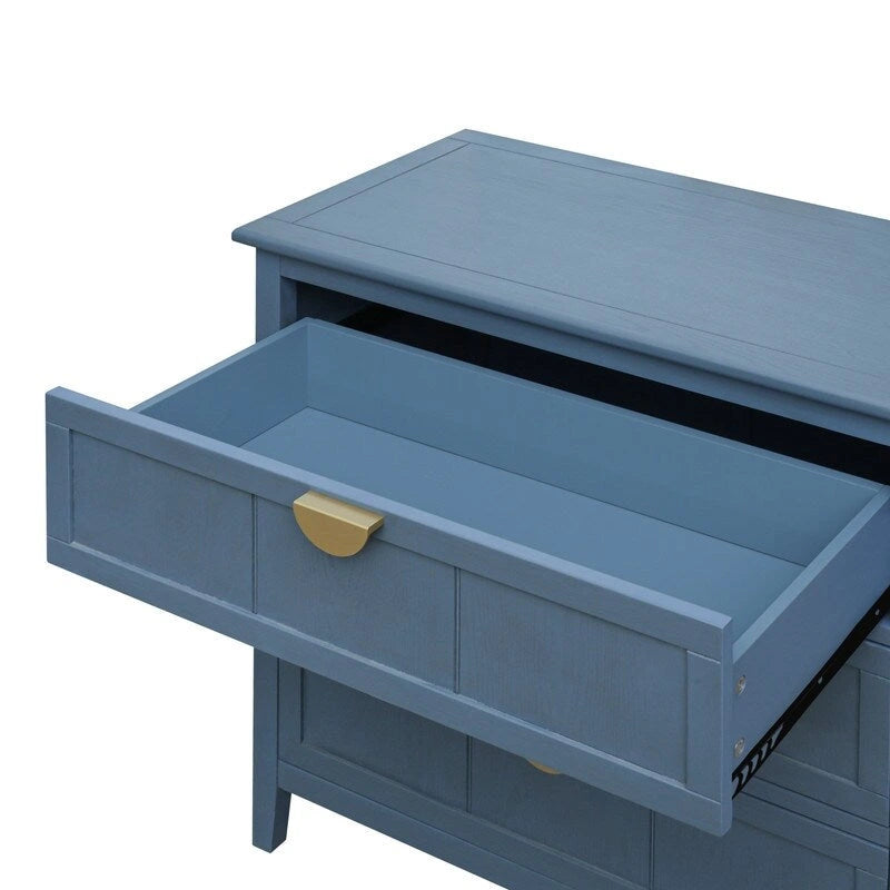 Commode à 3 tiroirs, meuble américain, convient pour chambre à coucher, salon, bureau bleu